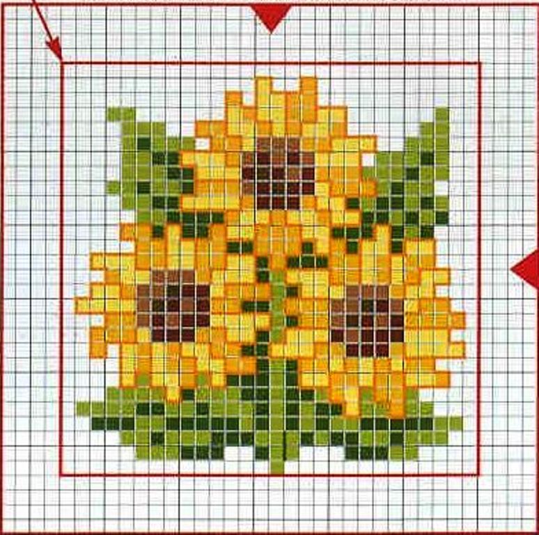 Рисунки по клеточкам подсолнух