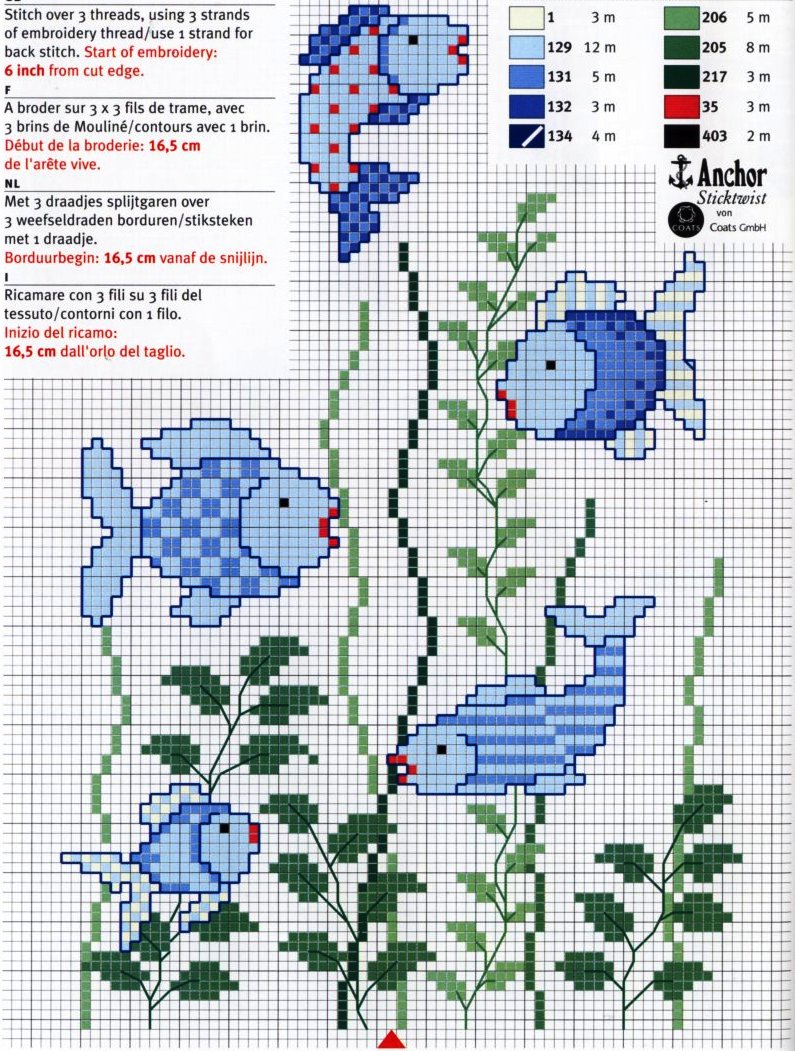 Вышивка крестом маленькие схемы рыбки