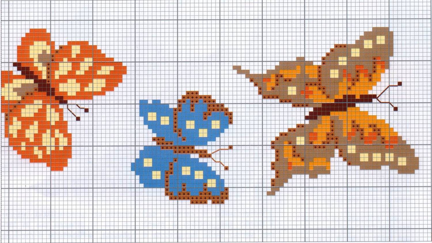 Схемы вышивки крестом бабочки миниатюры